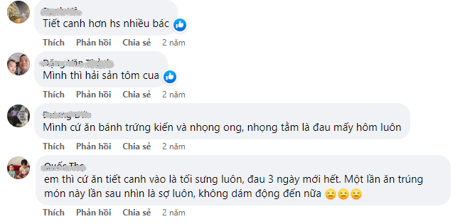 “Em thì cứ ăn tiết canh vào là tối sưng luôn, đau 3 ngày mới hết”, một bệnh nhân gút khác để lại bình luận