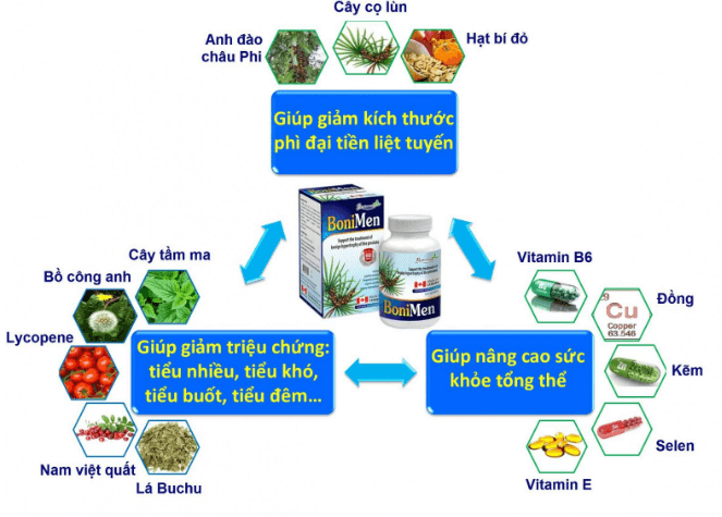 BoniMen là sản phẩm có công thức toàn diện nhất cho người bệnh phì đại tiền liệt tuyến